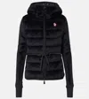 Moncler Hooded Quilted Fleece Down Jacket In Black