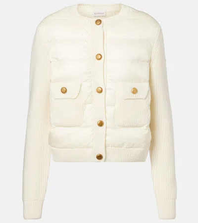 Moncler Down-paneled Cardigan In White