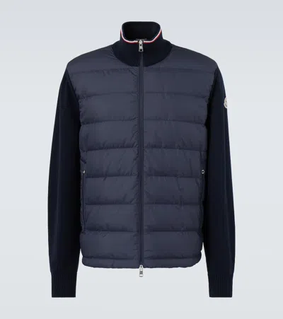 Moncler Cotton Yarn Cardigan Jacket In Gray