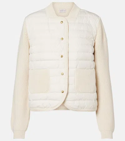 Moncler Down-paneled Cotton Cardigan In White