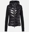Moncler Quilted Fleece Jacket With Hood And Sleeves In Black