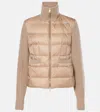 Moncler Down-paneled Faux Fur And Wool Cardigan In Beige