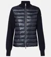 Moncler Women Nylon Down Jacket With Virgin Wool Inserts In Blue
