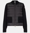 Moncler Wool And Quilted Shell Down Cardigan In Black