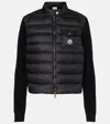 Moncler Long Sleeve Ribbed Cardigan With Padded Front In Black