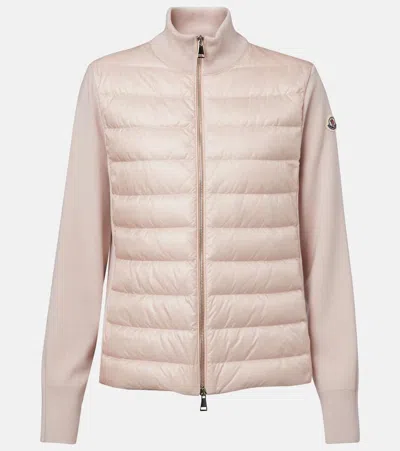 MONCLER DOWN-PANELED WOOL CARDIGAN