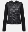 Moncler Logo Patch Quilted Knitted Cardigan In Black