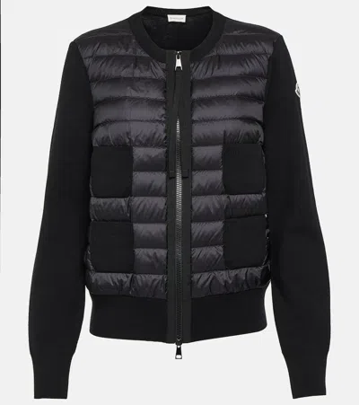 Moncler Down-paneled Wool Jackets In Black