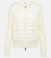 Moncler Down-paneled Knitted Jacket In White