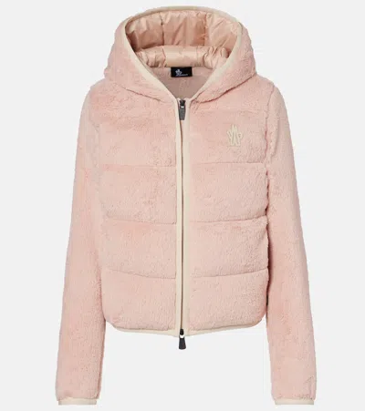 Moncler Padded Polartec Zip-up Hoodie In Neutral