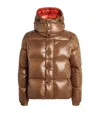 Moncler Parana Hooded Cropped Down Jacket In Brown
