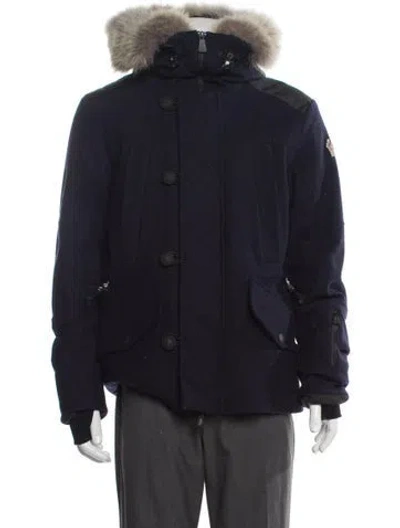 Pre-owned Moncler Down Parka In Blue