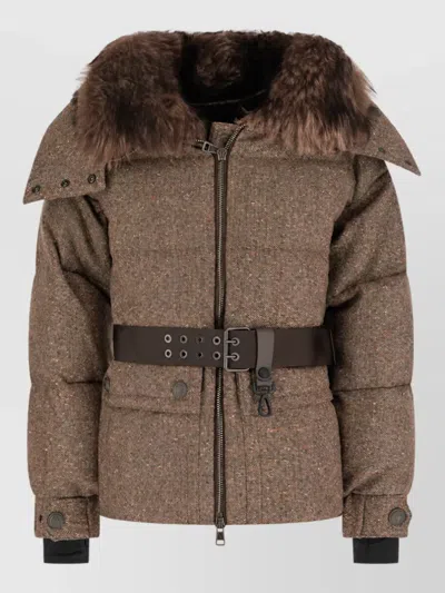 Moncler Down Parka Coat In Brown