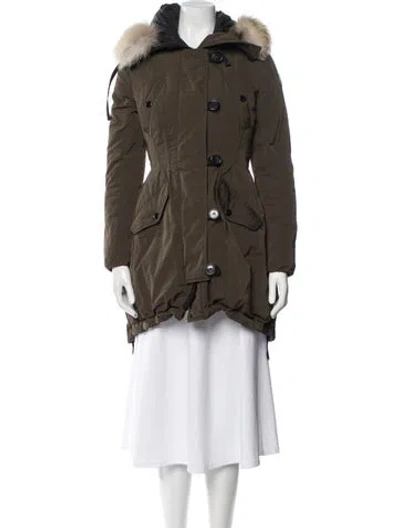 Pre-owned Moncler Down Parka In Green