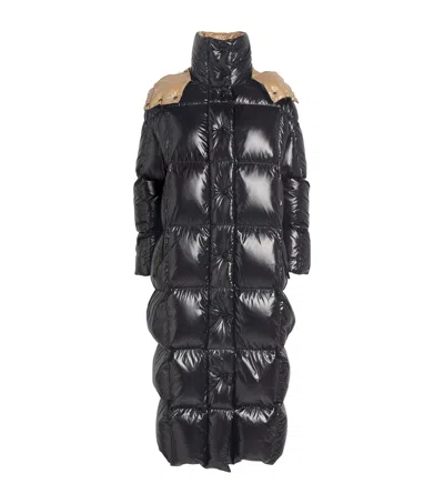 Moncler Down Parnaiba Longline Coat In Black