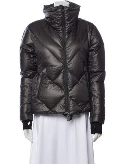 Pre-owned Moncler Down Printed Down Coat In Gray
