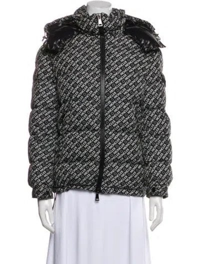 Pre-owned Moncler Down Printed Down Jacket In Black