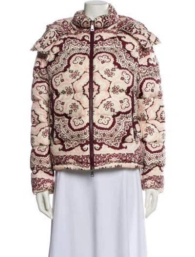 Pre-owned Moncler Down Printed Jacket In Neutral