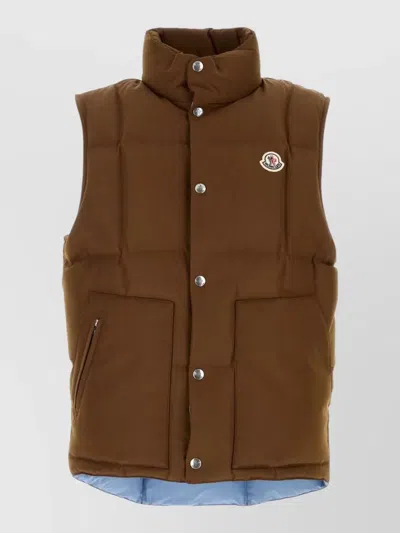 Moncler Brumelune Down Jacket In Chocolate Polyester Blend In Multi