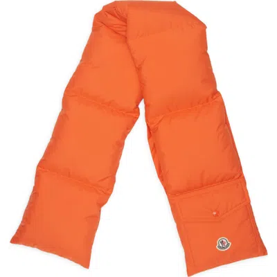 Moncler Down Puffer Scarf In Orange