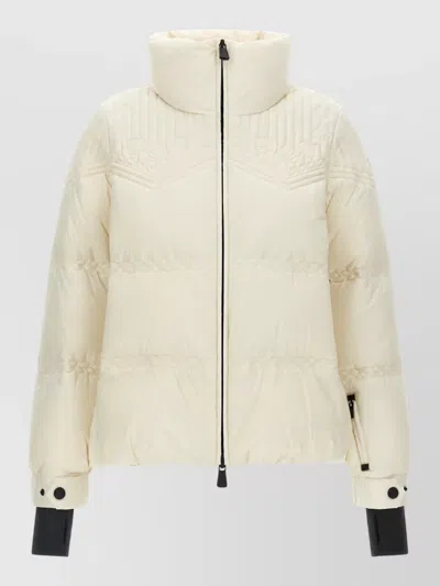 Moncler Down Quilted Jacket In Neutral