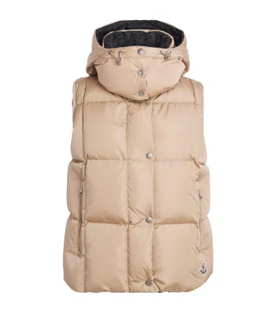 Moncler Down Quilted Macareux Gilet In Neutral