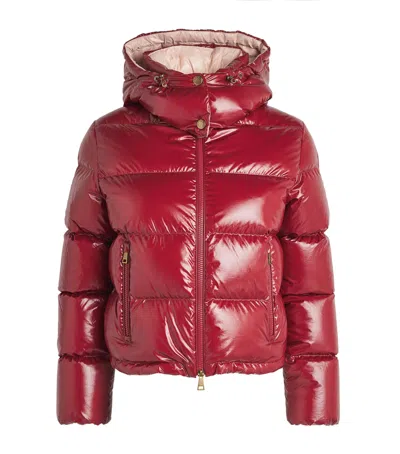 Moncler Down Quilted Niveole Jacket In Burgundy