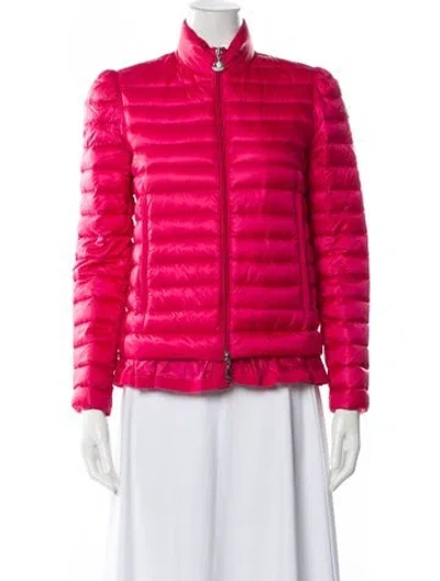 Pre-owned Moncler Down Striped Down Jacket In Red