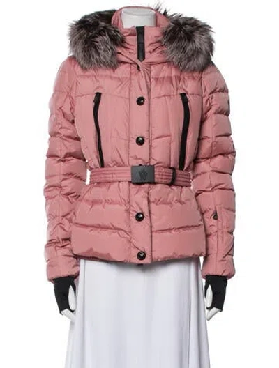 Pre-owned Moncler Down Striped Down Jacket W/ Tags In Pink