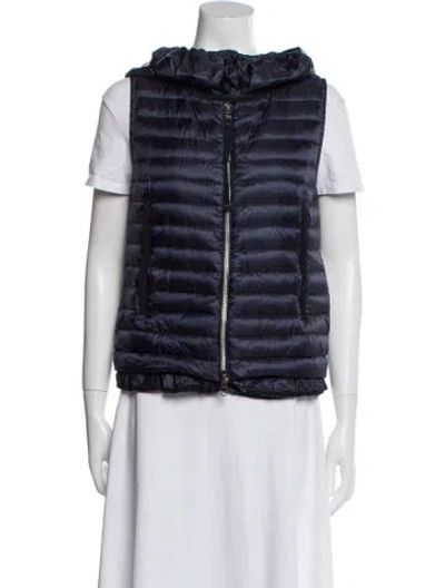 Pre-owned Moncler Down Striped Vest In Blue