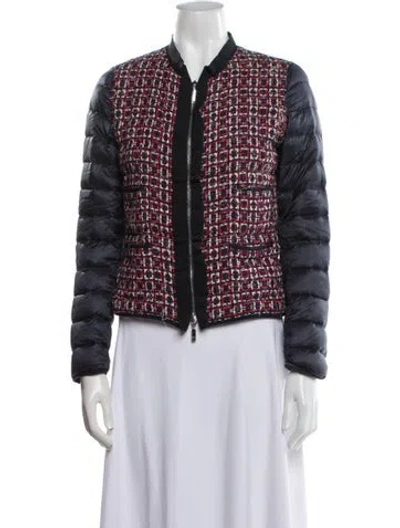 Pre-owned Moncler Down Tweed Pattern Down Jacket In Blue