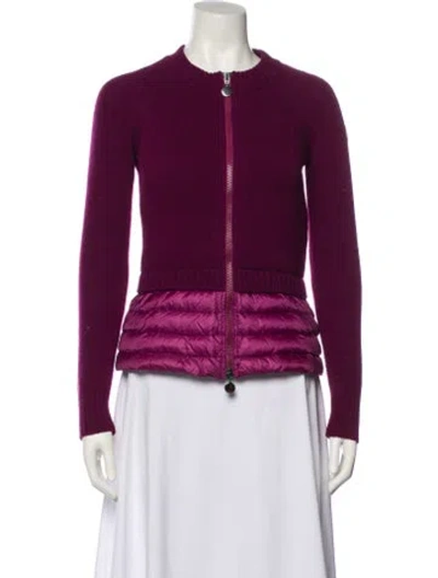 Pre-owned Moncler Down Tweed Pattern Down Jacket In Burgundy