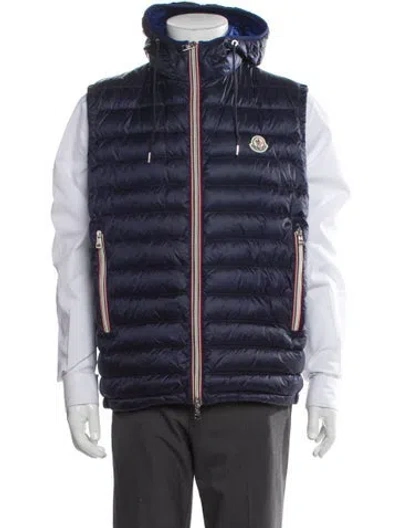Pre-owned Moncler Down Vest In Blue
