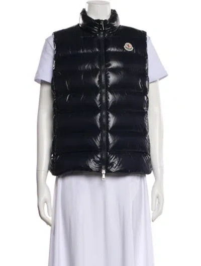 Pre-owned Moncler Down Vest In Blue