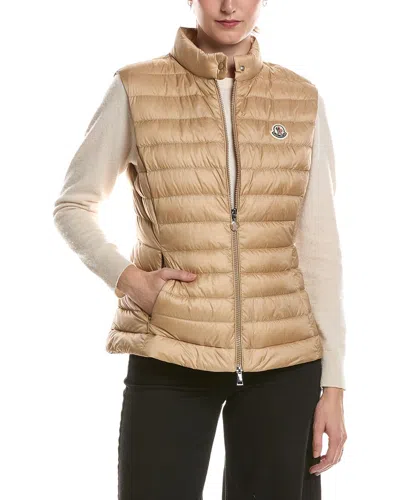 Moncler Down Vest In Gold