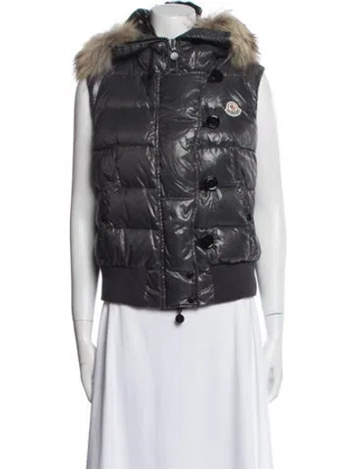 Pre-owned Moncler Down Vest In Gray