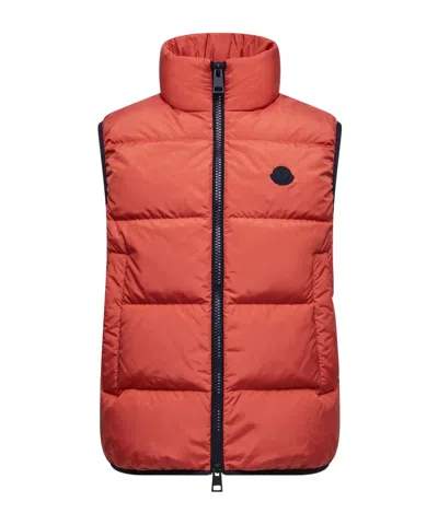Moncler Down Vest In Orange