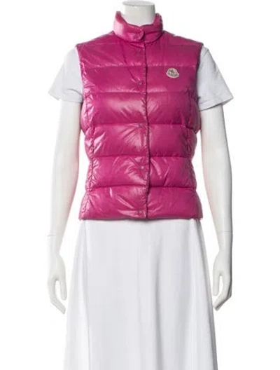 Pre-owned Moncler Down Vest In Pink
