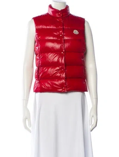 Pre-owned Moncler Down Vest In Red