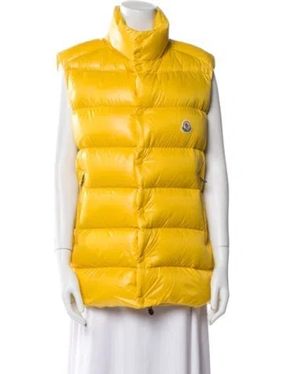 Pre-owned Moncler Down Vest In Yellow