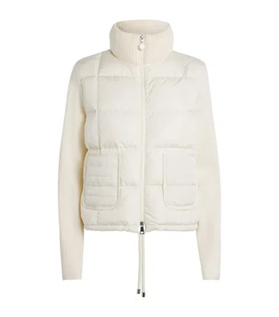 Moncler Down-wool Panelled Cardigan In White