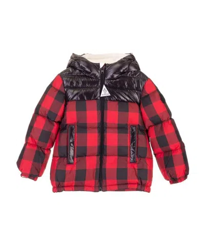 Moncler Downfilled Plaid Rain Jacket In Red