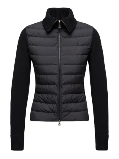 Moncler Down-filled Point Collar Zip-front Jacket In Black