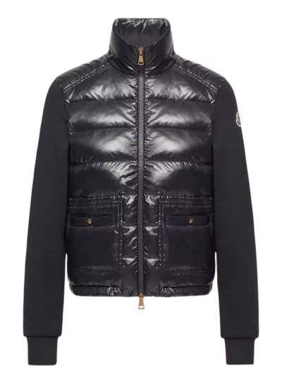 Moncler Down-filled Stand Collar Zip Closure Sweater - Size S In Multi