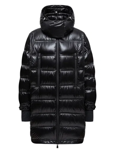 Moncler Down-filled Utility Coat With Detachable Hood, Water-repellent Zips & T-shirt Wrist Gaiters In Black