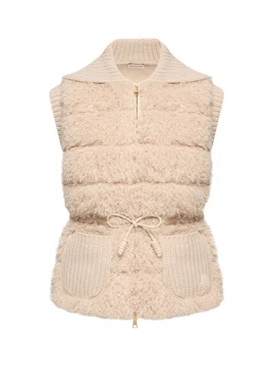 Moncler Down-filled Wool-cashmere Gilet In Beige