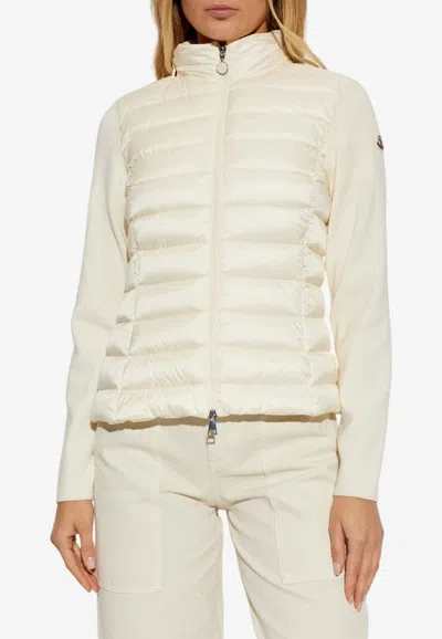 Moncler Down-filled Zip Cardigan In Cream