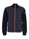 Moncler Padded Front Panel Cardigan With High Collar In Blue