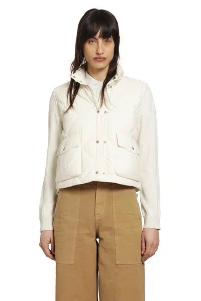 Moncler Down-paneled Cardigan In Neutral