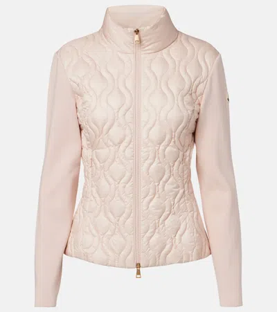 Moncler Down-paneled Cotton Cardigan In Neutral
